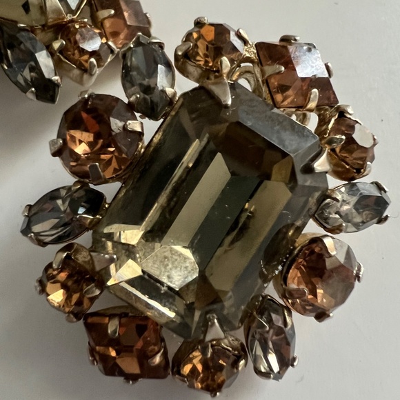 Vintage Sherman Clip On Earrings Emerald Cut Rare - Picture 9 of 14